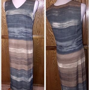 CAROLE LITTLE Sleeveless Earth Tone Long Dress 8